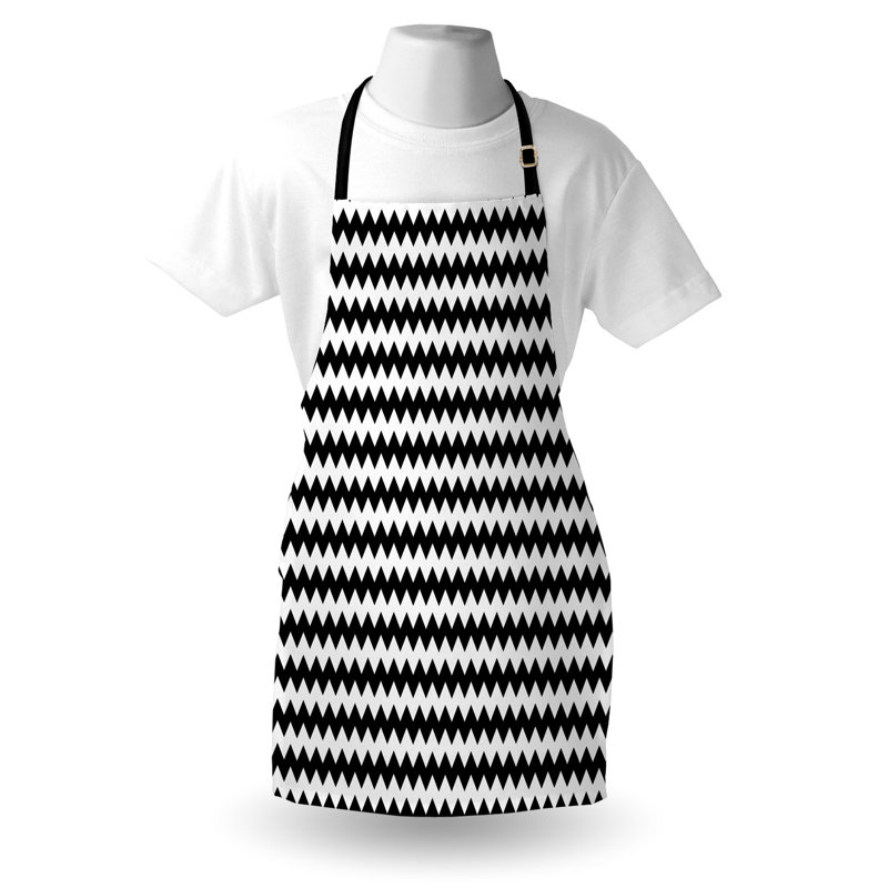 Tablier à chevrons East Urban Home unisexe, zigzags noir et blanc, taille adulte, noir et blanc