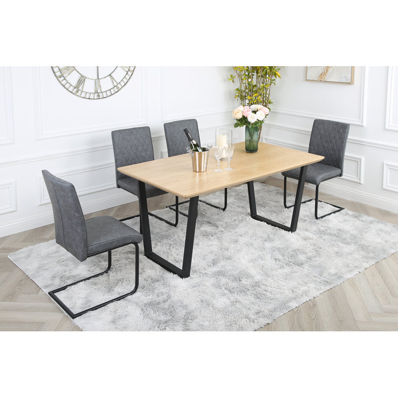 Asfand 4 - Person Dining Set, Grey, Oak