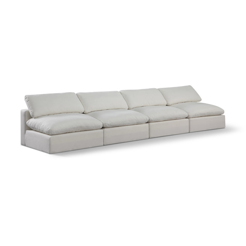 Hirvin 156'' Upholstered Sofa, Cream Linen Textured Fabric