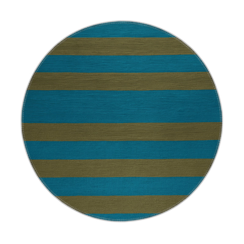 Tapis intérieur / extérieur bleu HorizontalStripes, Rond 5 pi