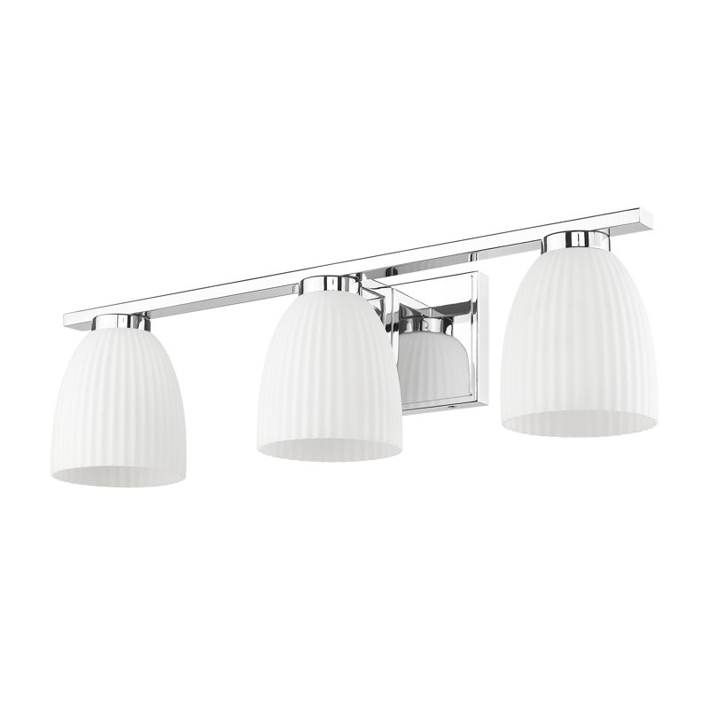 Coiffeuse Mateo, H 6,5 po x l 24 po x P 6,5 po, Chrome chrome, Trois lumières