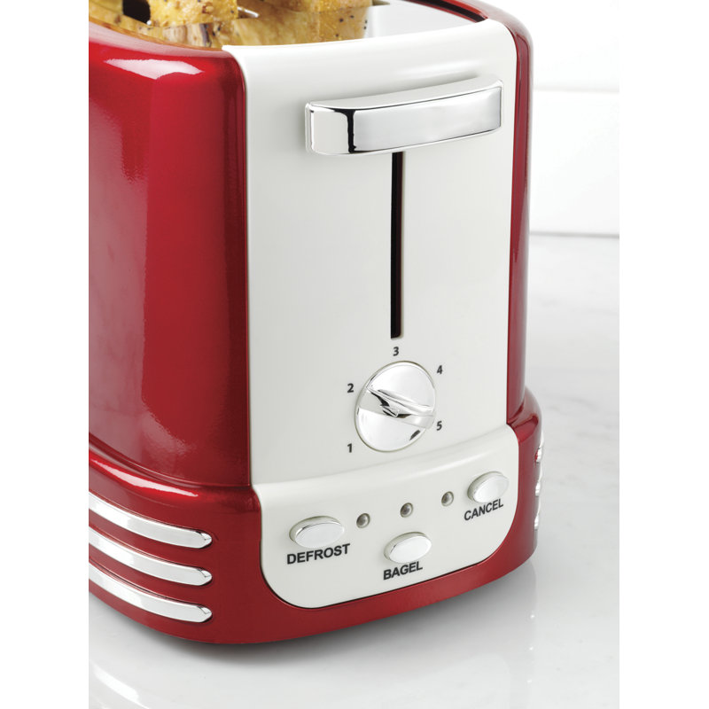 Nostalgia Retro Wide 2-Slice Toaster, Red