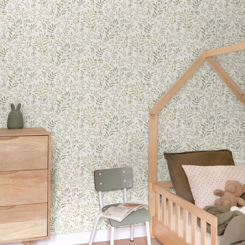 Inia Colection All-Over Leaf Branches Wallpaper Roll, Pink