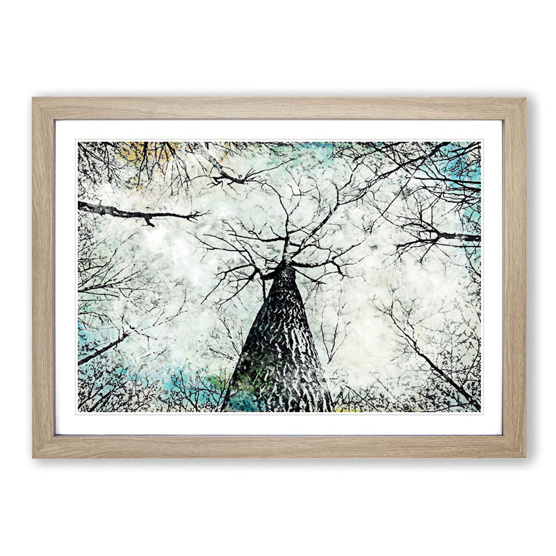 Majestic Trees in Abstract - Picture Frame Graphic Art Print, Oak, 40cm H x 60cm W x 2cm D