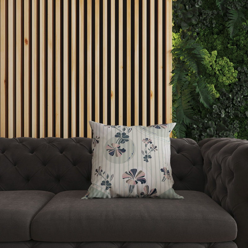 Coussin décoratif réversible intérieur / extérieur Circular Garden, H 26 po x l 26 po, Vert / rose
