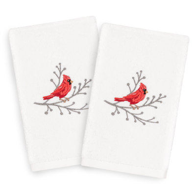 Débarbouillette 100% coton brodée Christmas Cardinal