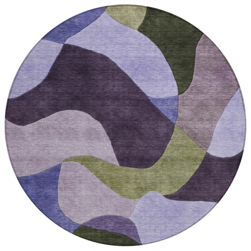 Machine Washable Indoor/Outdoor Jacinto ACN2141 Abstract Rug, Round 8'