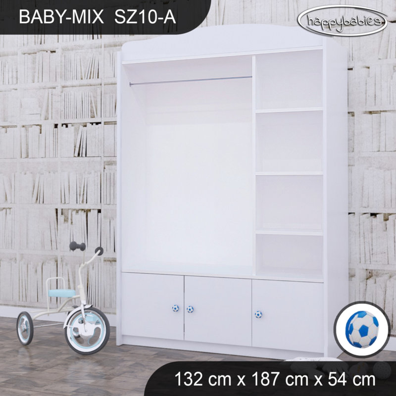 Baby 6 Door Wardrobe, Blue/White