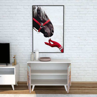 Meuble de couloir moderne avec de nombreuses tablettes, finition chêne rustique, 39,4 x 19,7 x 15,7 pouces | 100% panneau de particules enduit de mélamine, épaisseur: 0,7 pouce | Solution de rangement élégante pour le vestibule et le salon