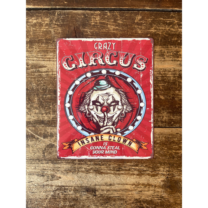Crazy Circus Metal Sign Plaque, 20cm H x 15cm W