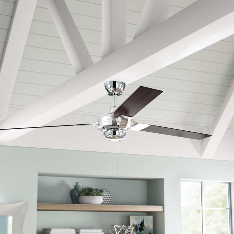 Ventilateur de plafond standard à 3 pales 62 po Graysen avec chaîne de traction, Châtaignier