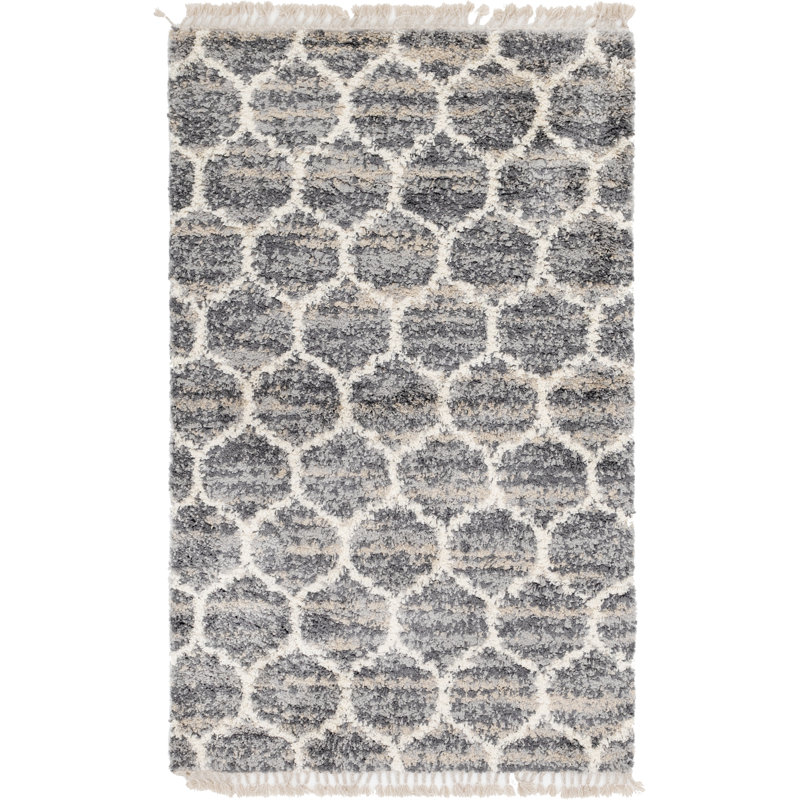 Tapis gris à motif géométrique Mitzy, Rectangle 5 pi 1 po x 8 pi