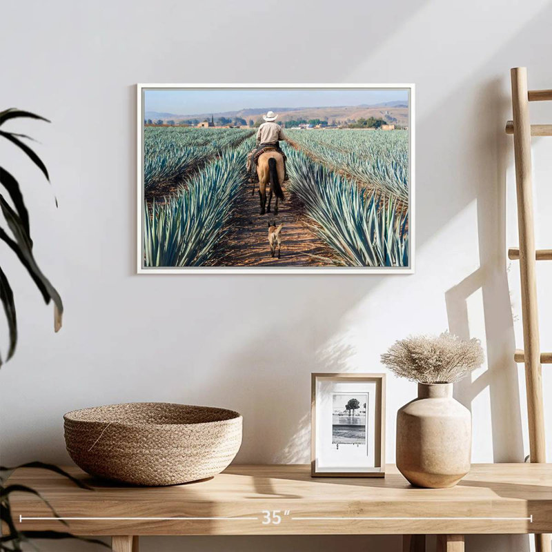 Inspecter la plantation d'agave, 19 po x 13 po, Cadre flottant blanc