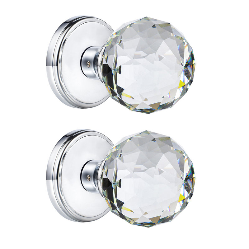 Coolnews Modern Grace Series Crystal Dummy Door Knobs, Polished Chrome