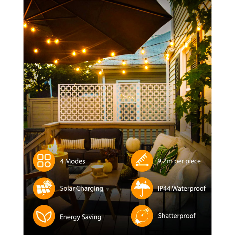 Aloise 920cm Solar Powered 54 - Bulb Festoon Lights String Light