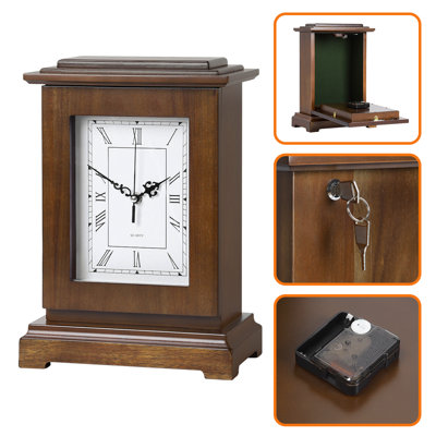 Horloge de cheminée traditionnelle avec compartiment de rangement caché pour bijoux