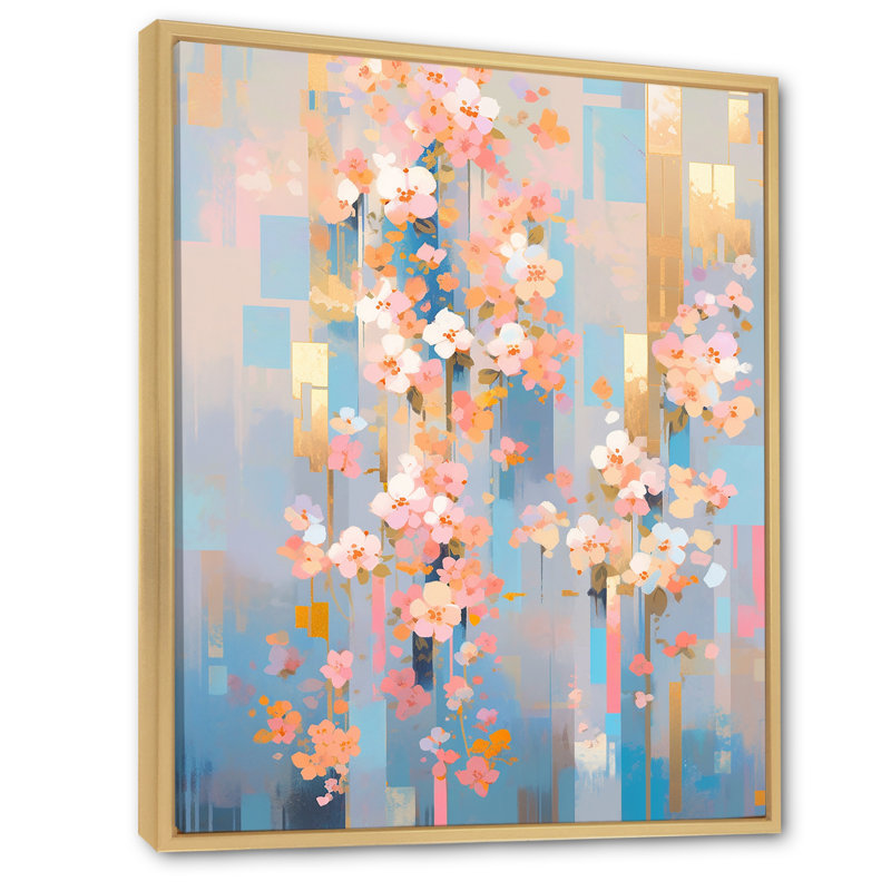 Art moderne sur toile, "Modern Modern Cherry Blossom", H 40 po x l 30 po x P 1,5 po, Cadre flottant naturel