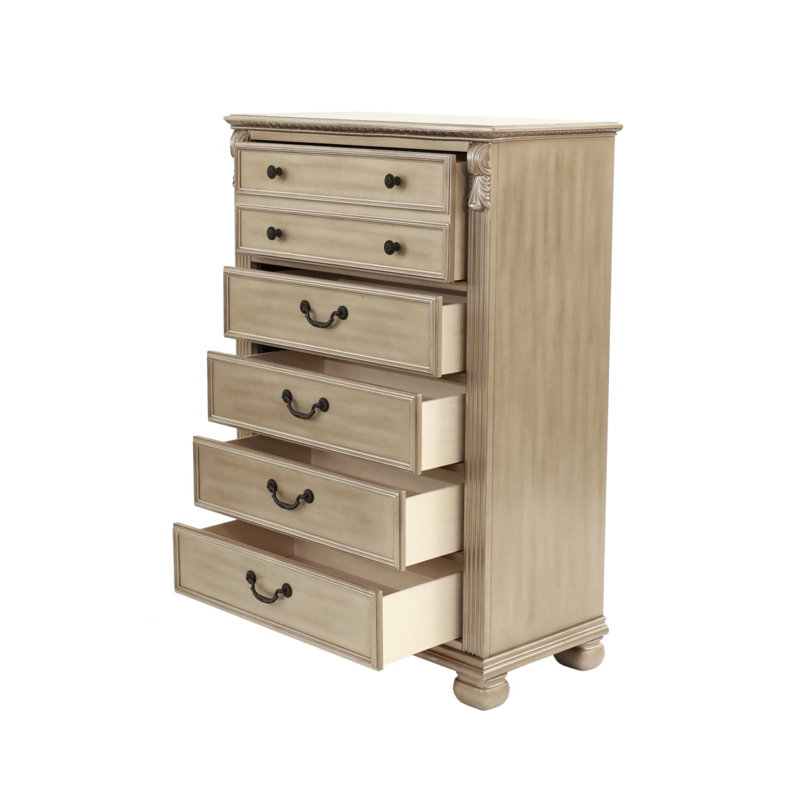 Commode de style chambre à coucher avec tiroirs 1 pièce, Argent argent
