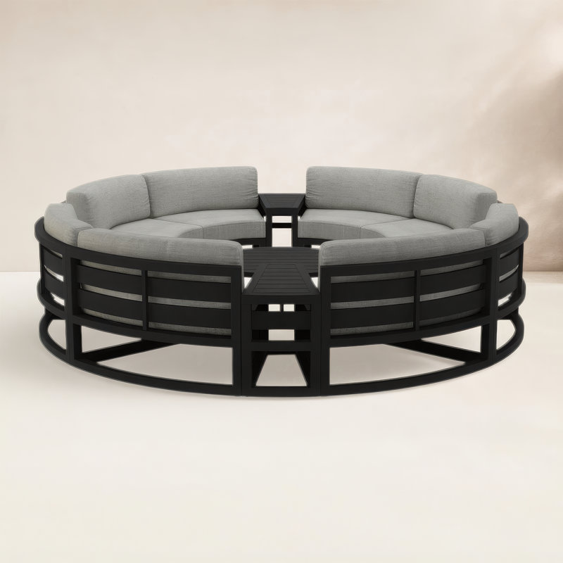 Ensemble de conversation modulaire avec coussins 7 pièces Bergeron, Argent coulé Sunbrella®, Noir