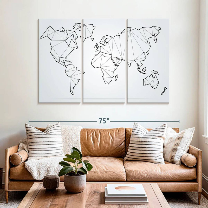 Aliaz Polygonal World Map, 42" H x 65" W