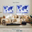 «Vivid Blue World Map», reproduction sur toile-93024937