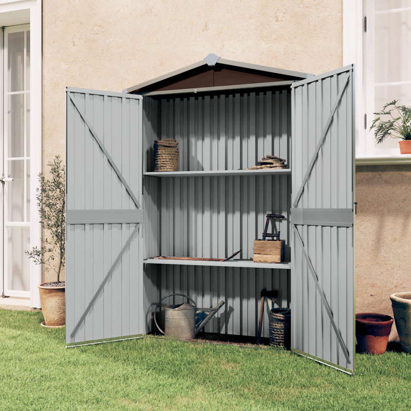 Vidaxl Garden Shed 45.7"X17.7"X68.9" Galvanized Steel, Brown