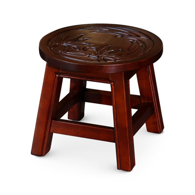 Tabouret en bois de cerisier - Décoration florale pour les chambres - Bois d'hévéa - Repose-pieds compact de 25 cm de hauteur x 28 cm de diamètre - Fabriqué à partir d'une table d'appoint idéale