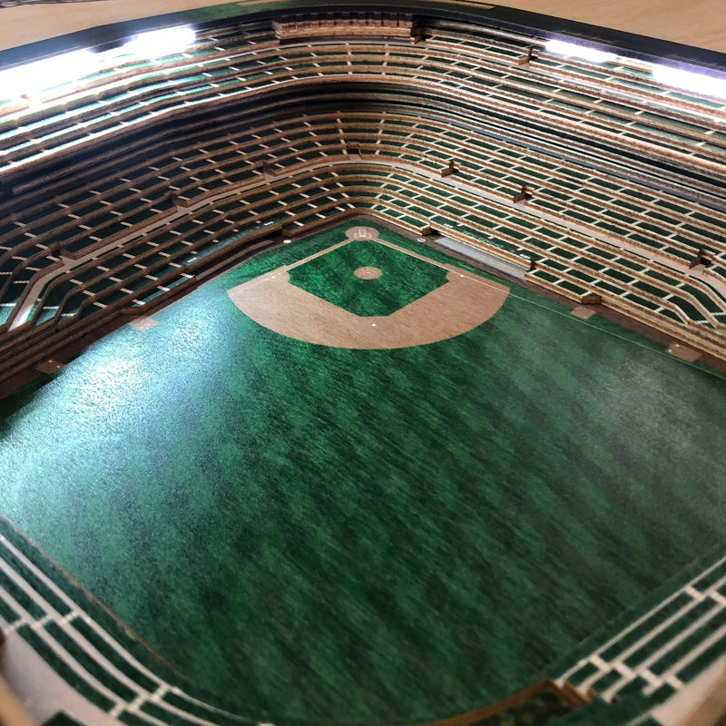 Glass Top End Table, Chicago Cubs, Green/Brown, 22.25" H x 23" W x 22" D