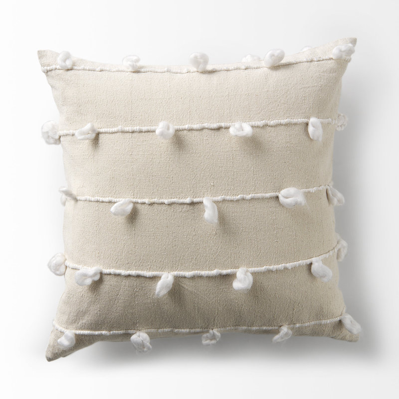 Striped Cotton Reversible Pillow Cover, Height(20") x Width(20")