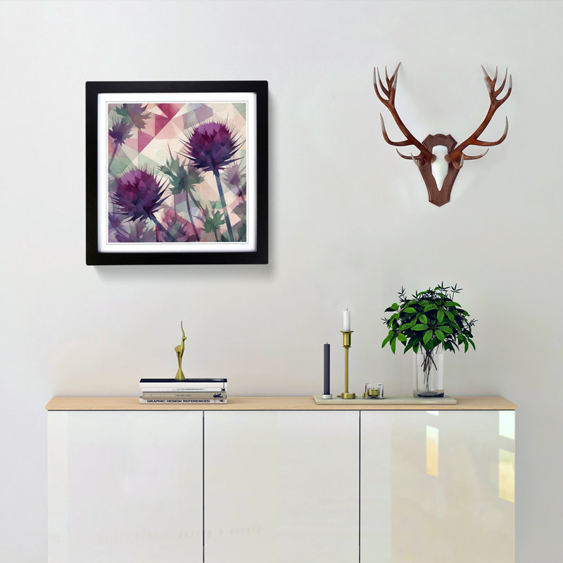 Thistle Geometric - Framed Print, Black