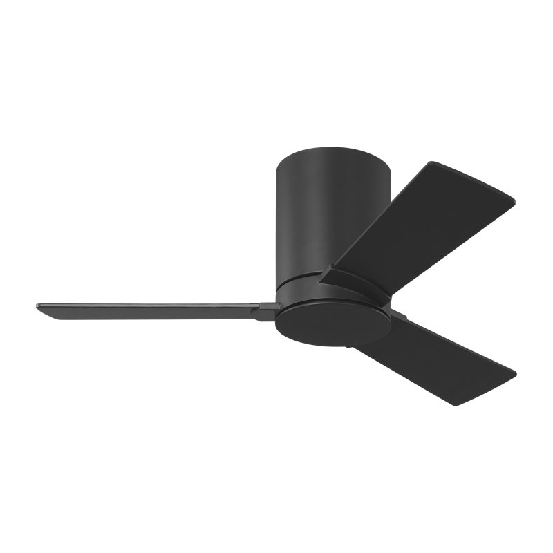 Visual Comfort Fan Rozzen 32 Hugger Indoor Ceiling Fan with Matte White ABS blades and Handheld Remote, Midnight Black