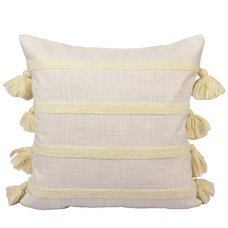 Housse de coussin 100% coton, Ivoire / Jaune