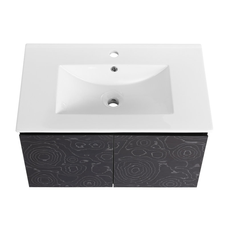 Meuble-lavabo flottant chic avec lavabo en céramique et armoire spacieuse