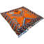 Tapis carré en laine bleu / orange / rouge 5 pi 4 po