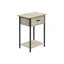 Table d'appoint, 2 niveaux, bout, lampe, salon, table d'appoint, tiroir de rangement, petit, stratifié pierre crème, métal noir, contemporain