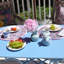 6 napperons ronds Romance is Blue / rose