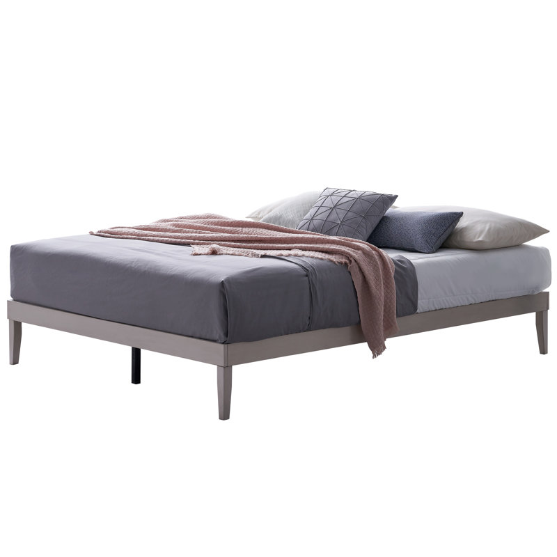 Artee Solid Wood Platform Bed, Antique White, Queen