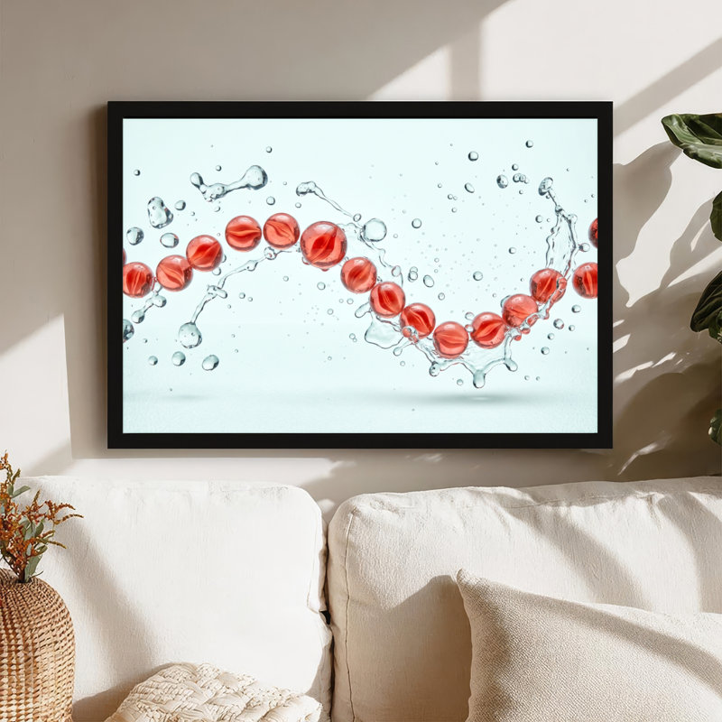 Art mural sur toile noir encadré pour le salon, la chambre à coucher, le bureau ou le vestibule - décoration murale décorative avec cœur d'eau