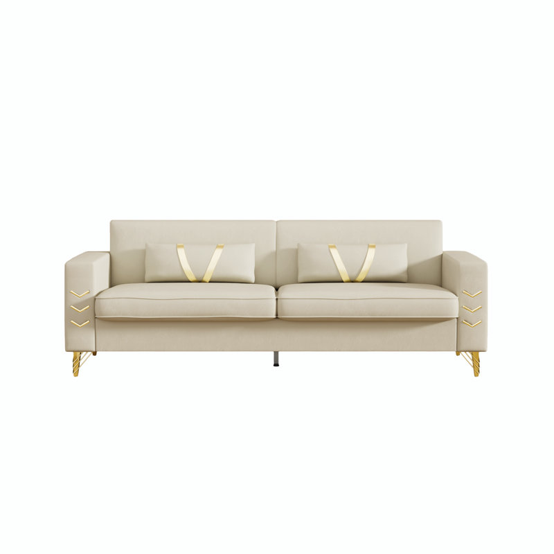 Rhum 85.63'' Velvet Tuxedo Arm Sofa, Gray Velvet