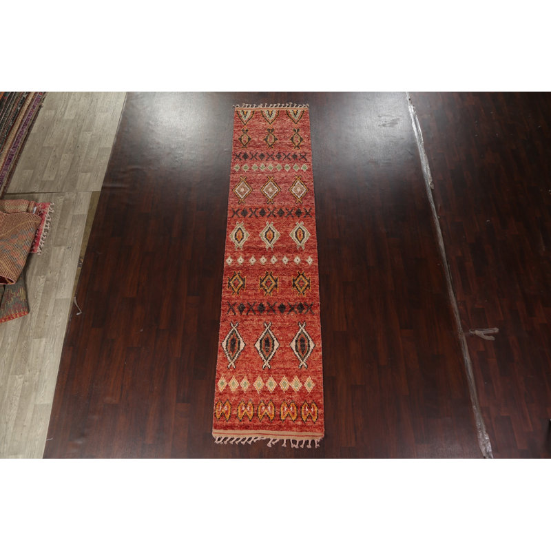 Tapis de couloir tribal en laine marocain noué à la main 3 x 13