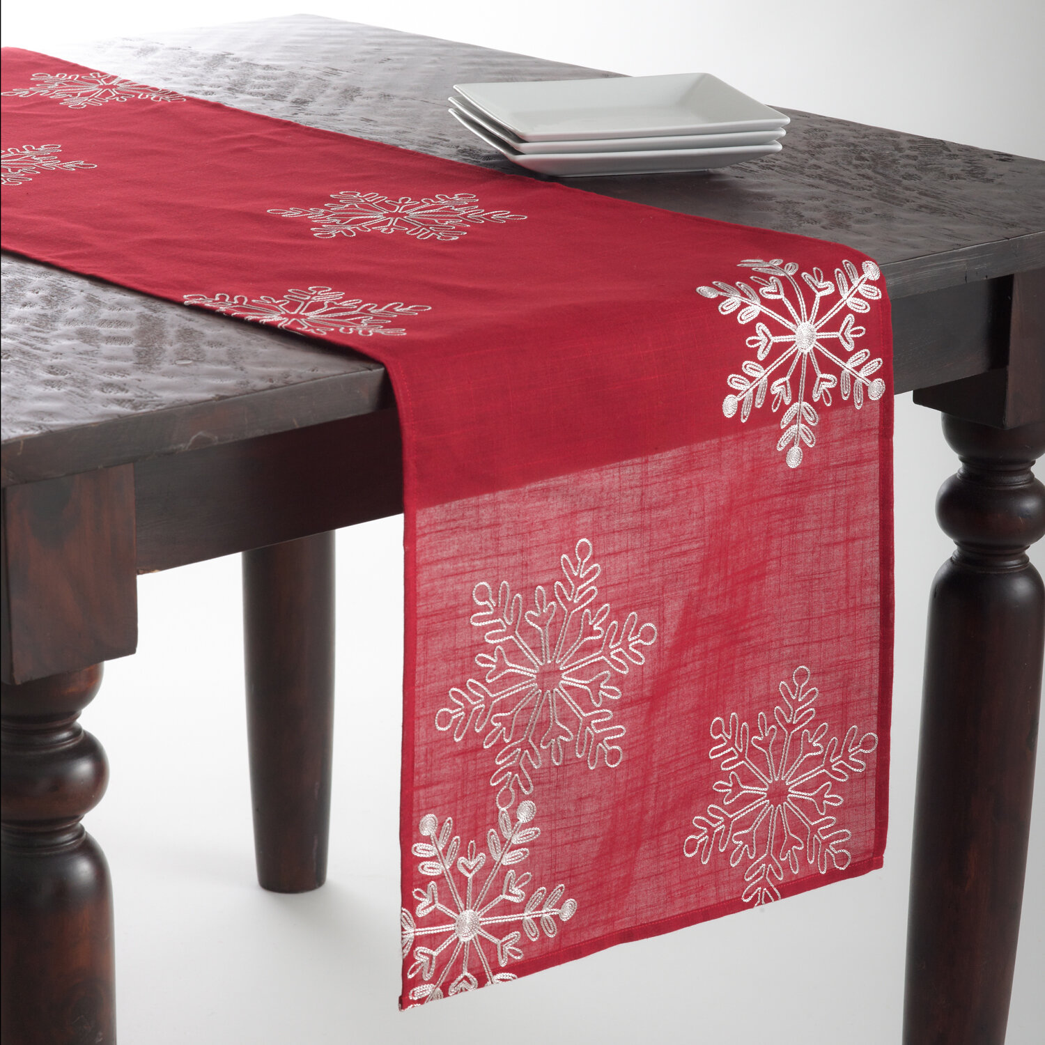Christmas Table Runner Xmas Tree Runner New Year's Table Top Deer Table  Cloth Snowflake Table Decor Red White Runner Christmas Gift 