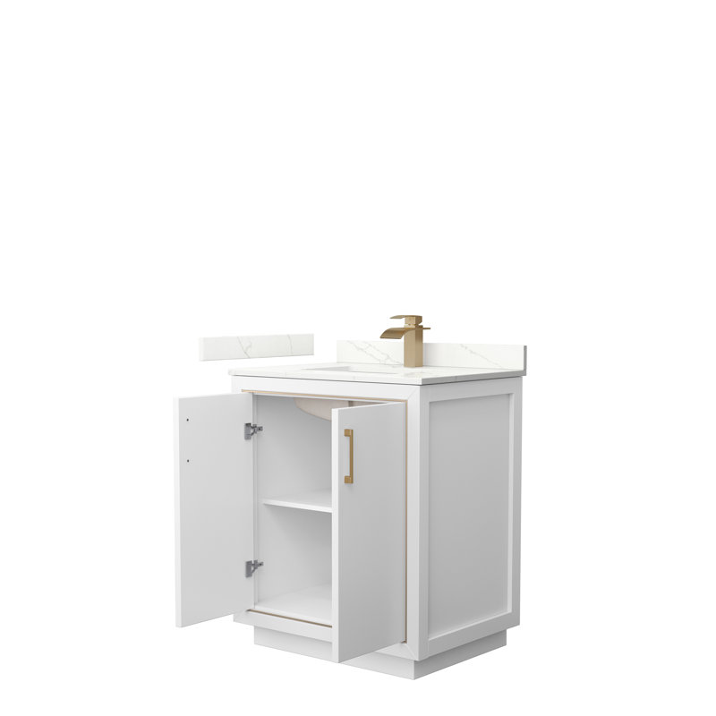 Icon 30'' W Single Vanity, Dark Gray, Giotto Quartz, Matte Black