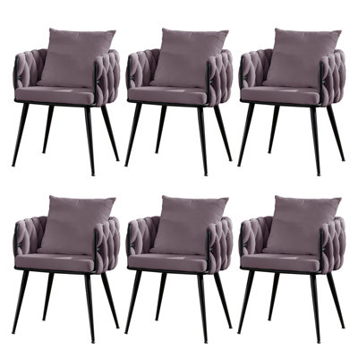 Chaise avec accoudoirs en velours Lazarre