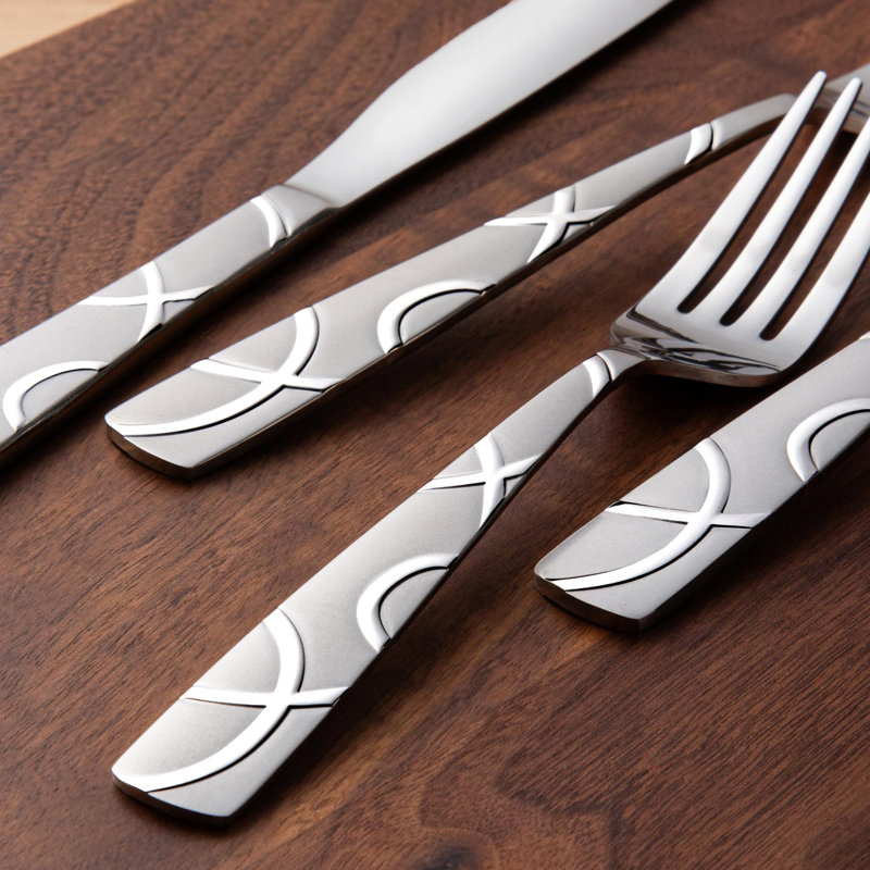 Ivy Bronx 20PCS Stainless Steel Silverware Set, Durable, Stain Resistant, Elegant Modern Design For Any Dining Occasion (Set of 20)