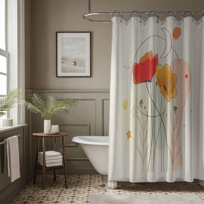 Outline Petals - 1 Piece Standard Shower Curtain