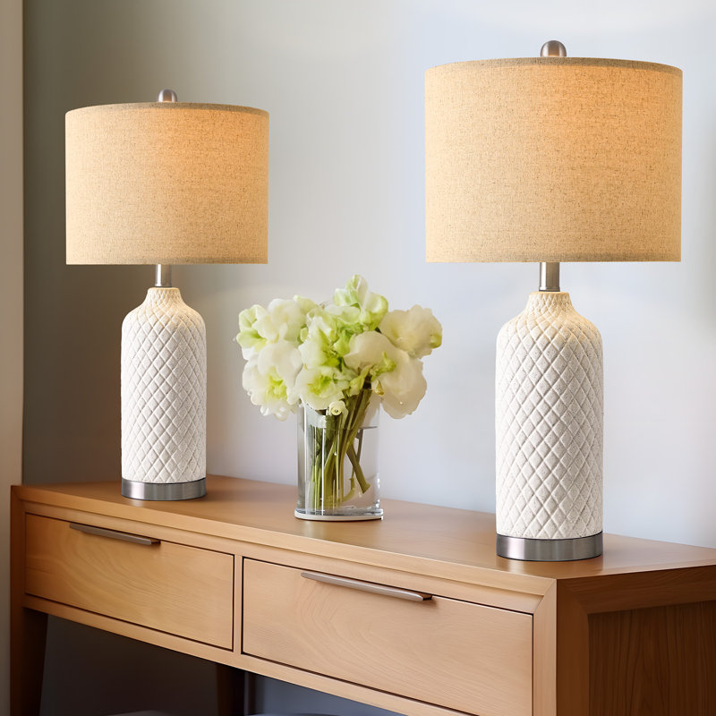 24"modern White Ceramic Table Lamp,suitable For Corridors,living Rooms,bedrooms And Offices