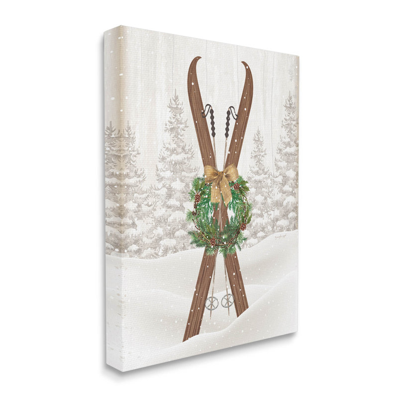 «Winter Skis Holiday Wreath» par Jennifer Pugh, H 40 po x l 30 po x P 1,5 po