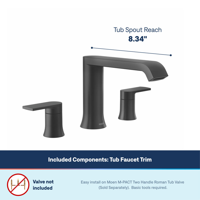Moen Genta LX Two Handle 8 in. Widespread Bathroom Faucet Trim Kit, Valve Required, Matte Black
