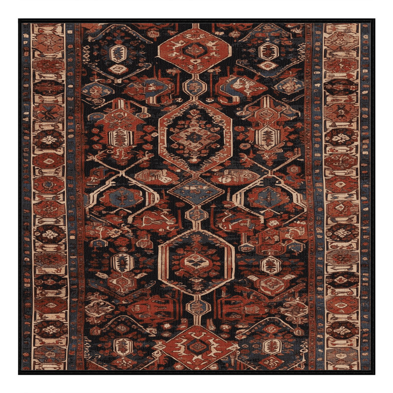 Machine Washable Turkish Brown Area Rug, Carré 8 pi