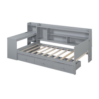 3 Drawers Daybed With Desk And Bookcase